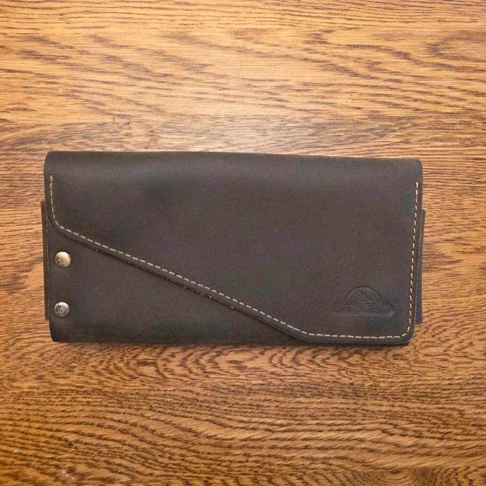 Topstache Leather Phone Holster Belt Pouch Card Holder Dark Brown Rugged EDC